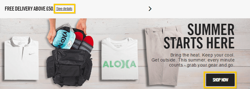 Viewing two Nike CTA buttons