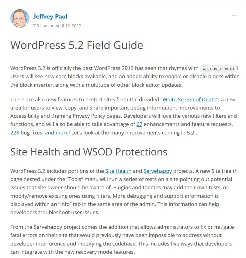 WordPress 5.2 brings some big changes to help users maintain their site