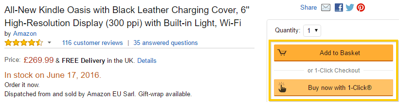 Viewing Amazon's Call to Action buttons