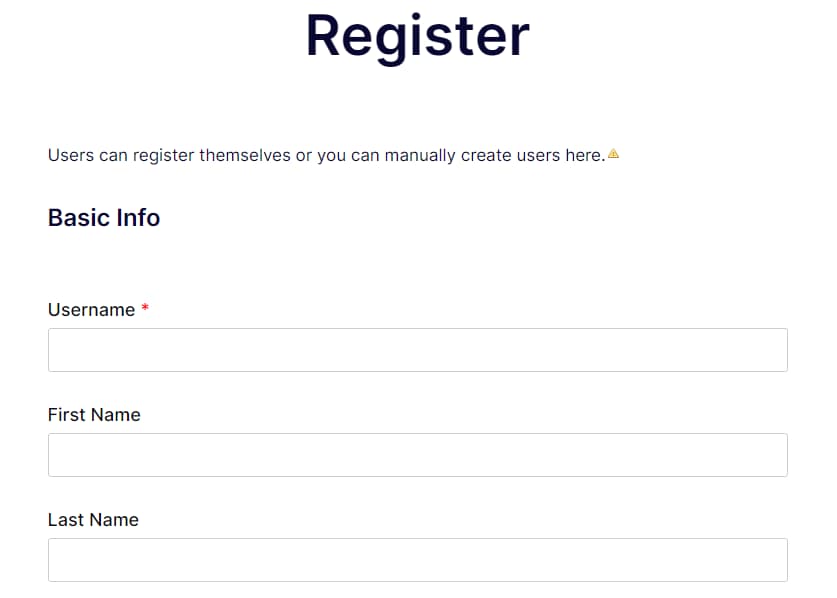 The updated register form.