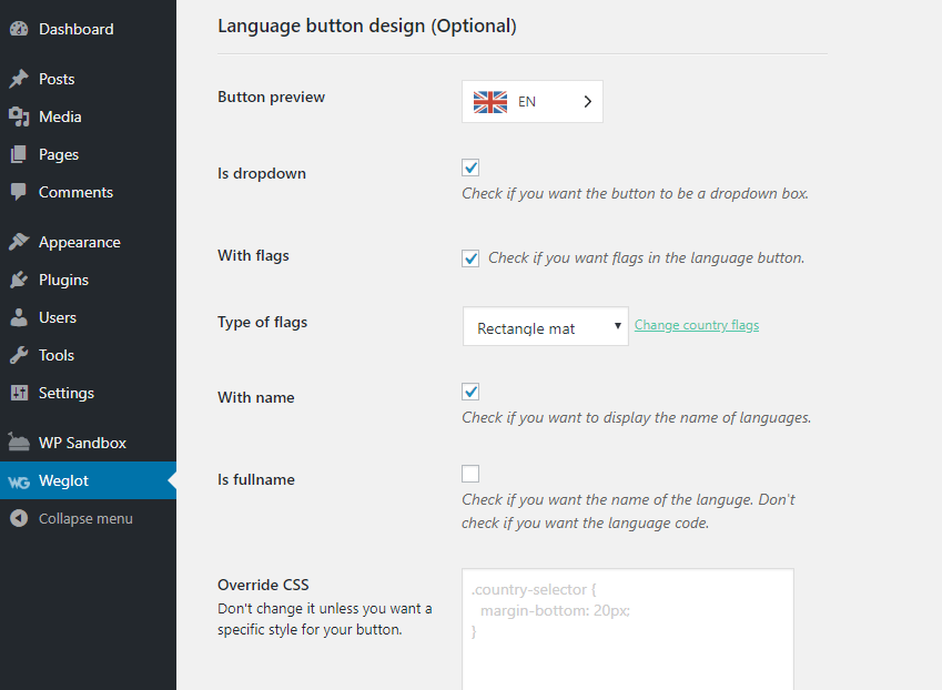 Change language switcher