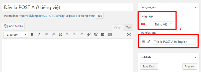 translated page in polylang