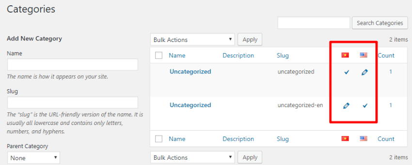 translating categories in polylang