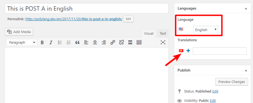 polylang translation interface