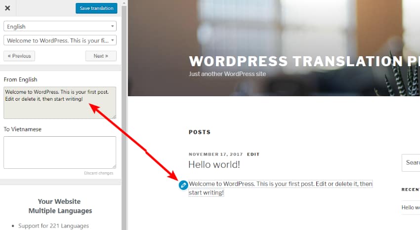 translate press interface