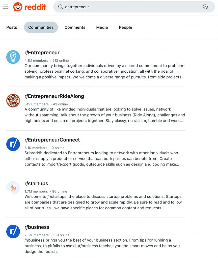 Reddit entrepreneur threads