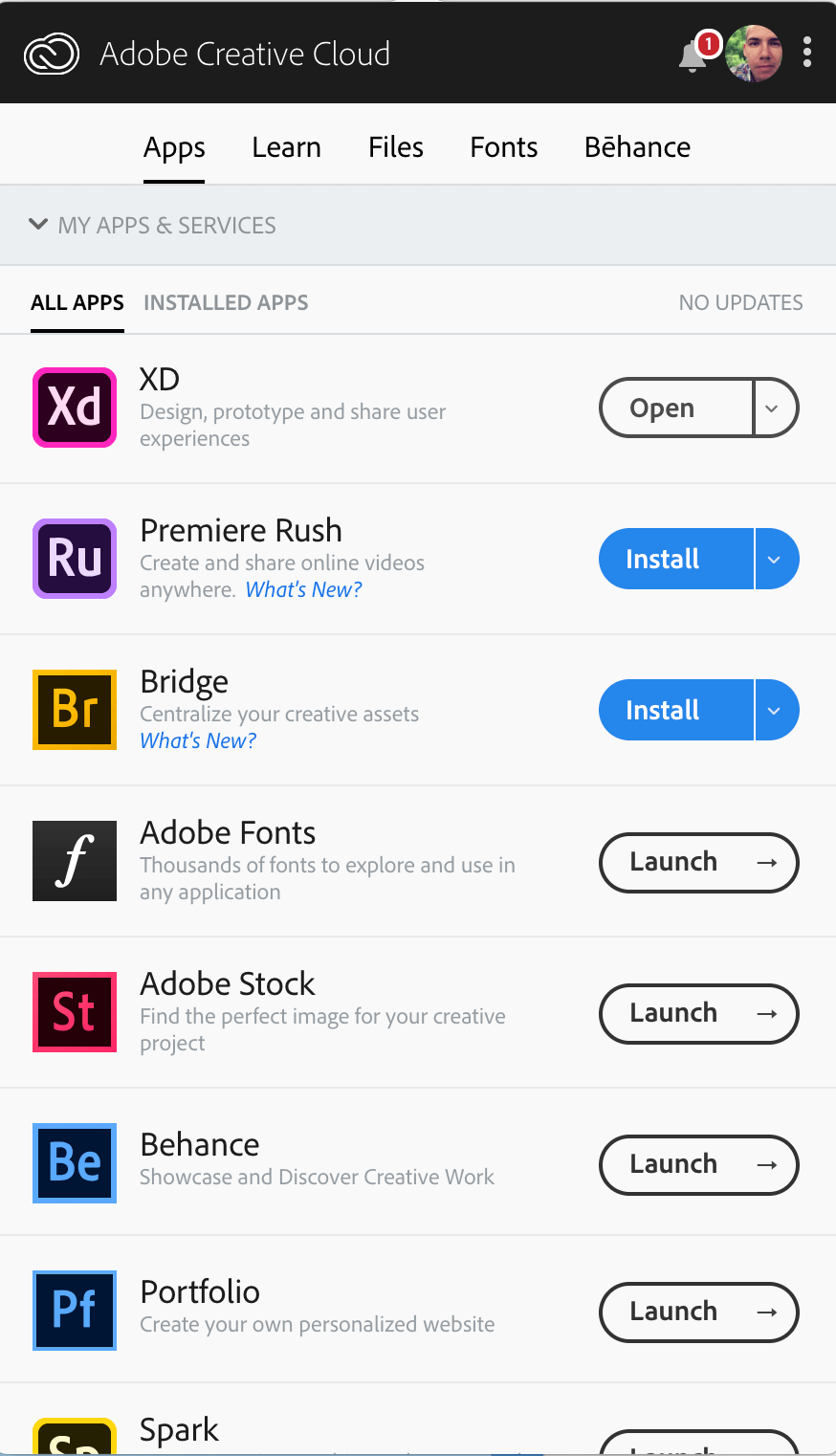 Adobe XD offers Adobe Creative Cloud