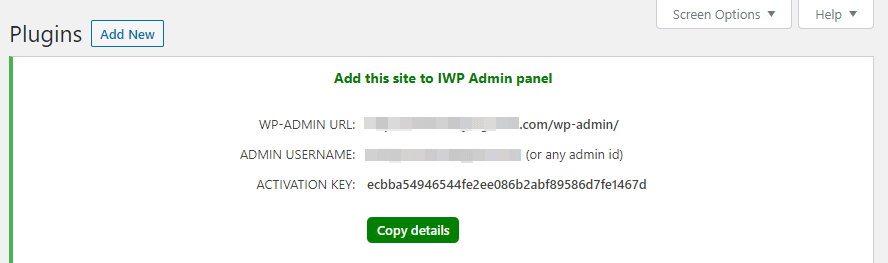 Your InfiniteWP activation key.