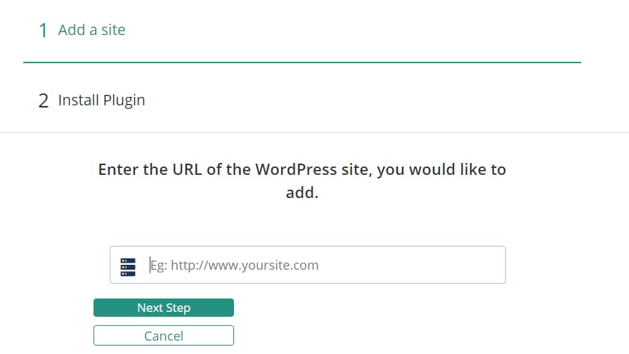 Adding a new website to BlogVault to manage multiple WordPress websites.