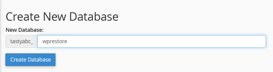 Create new database in cPanel