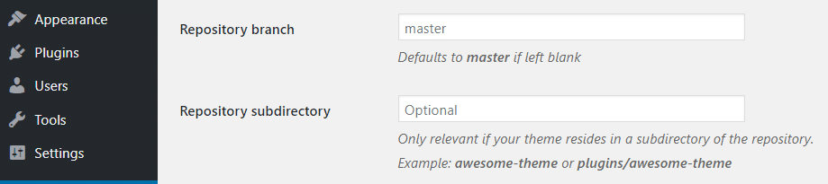 Indicating the branch you want to install.