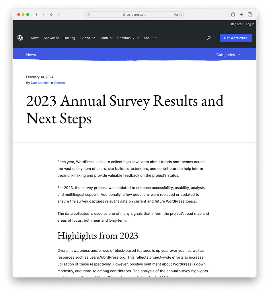 The 2023 WordPress Annual Survey results are out