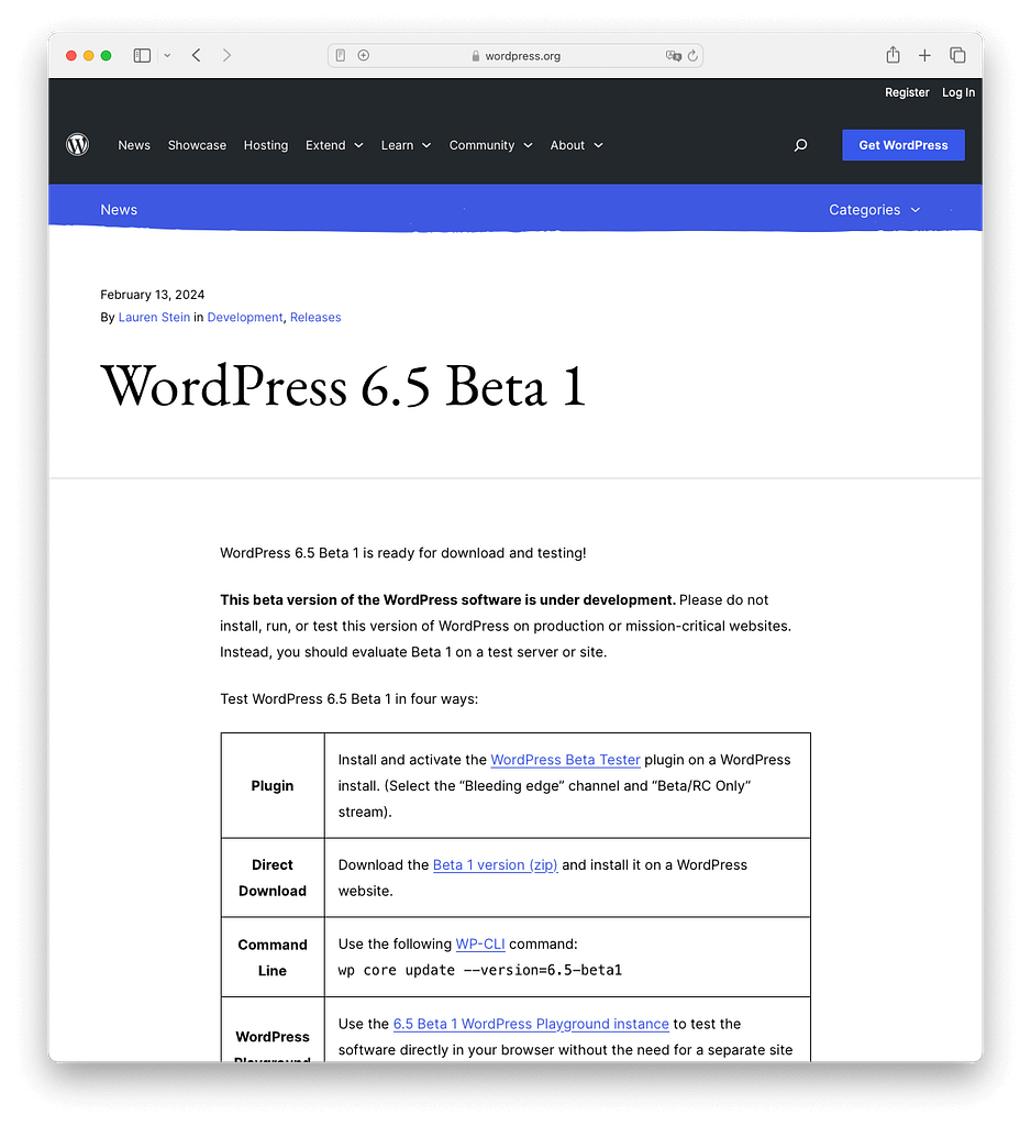 WordPress 6.5 beta is out