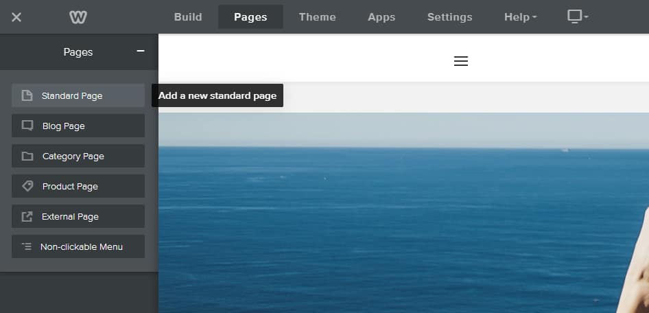 Creating new pages within Weebly.