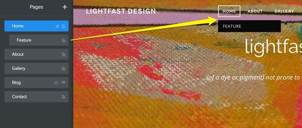 Dragging elements into the menu to create a Weebly navigation component.