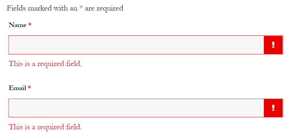 Ninja Forms name and email errors with color and icons