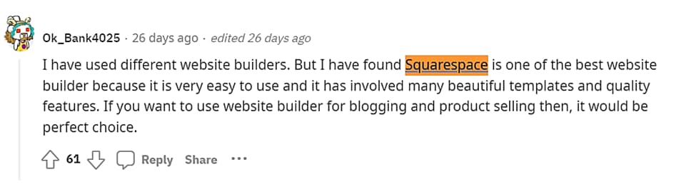 Squarespace website templates according to reddit.