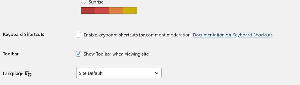hide toolbar to increase WordPress admin performance.