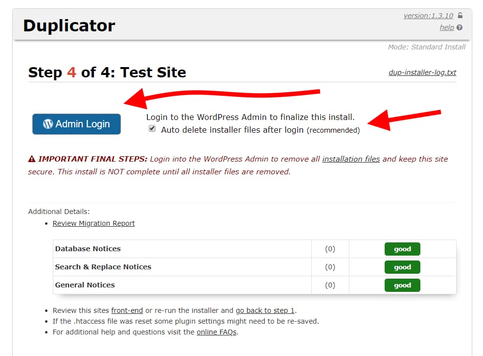 Move WordPress to a new server or host: Duplicator success!