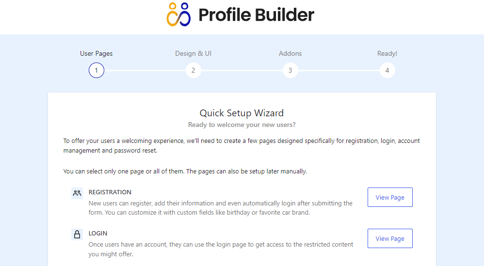 Profile Builder setup wizard.