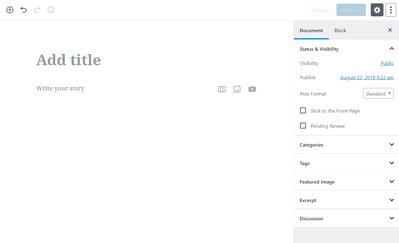 new wordpress gutenberg editor