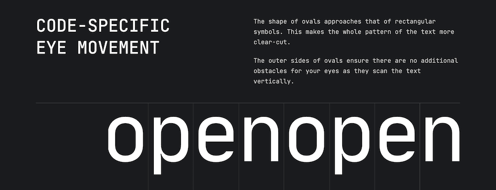 JetBrains Mono's shape for the letter "O," along with an explanation.