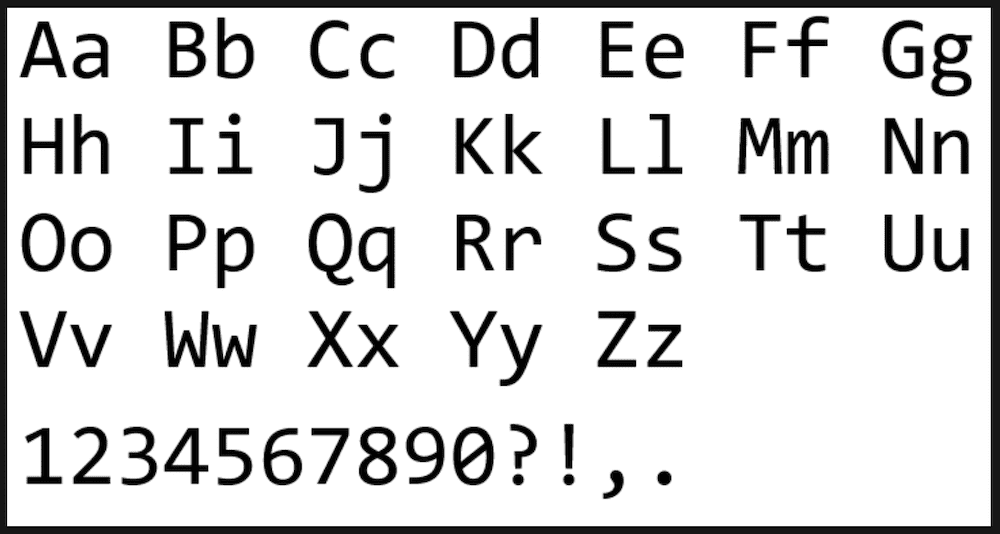 The Consolas programming font.