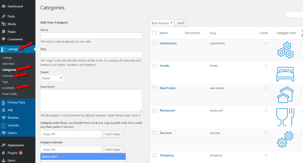 add categories