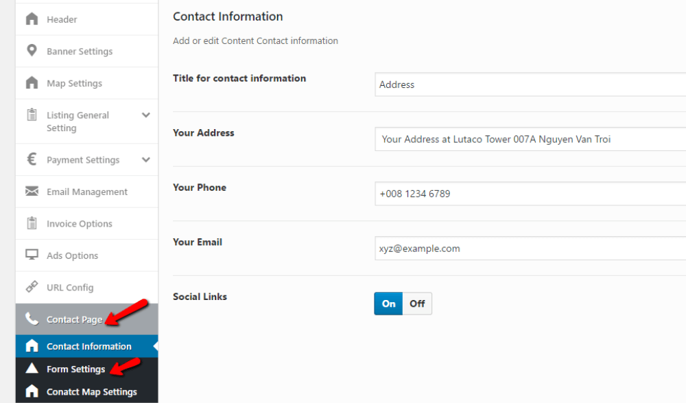 add contact information