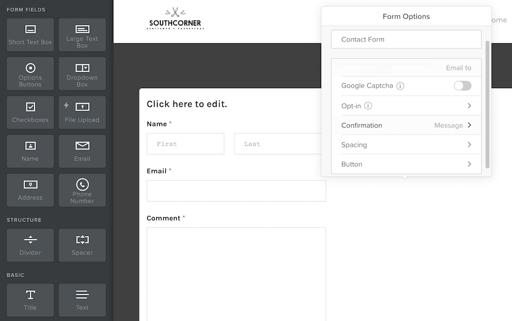 Adding a form to a website using the Weebly editor.