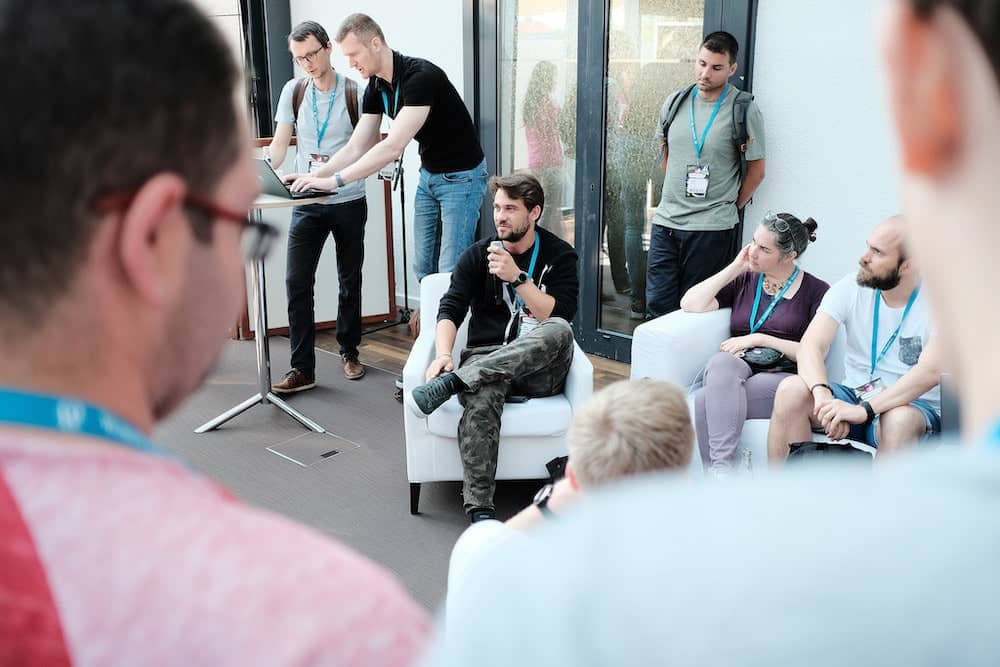 An informal session during a WP Cafe event at WordCamp Europe 2022.
