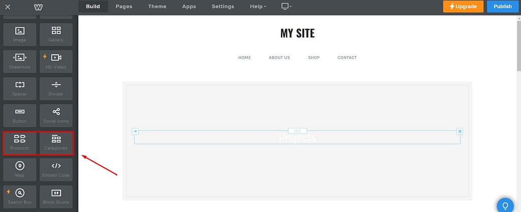 Squarespace vs Weebly comparison: Weebly - adding products 1