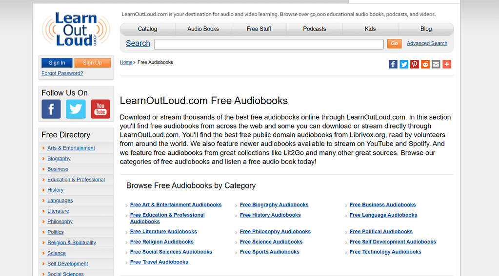 Learn Out Loud - free audiobook sites