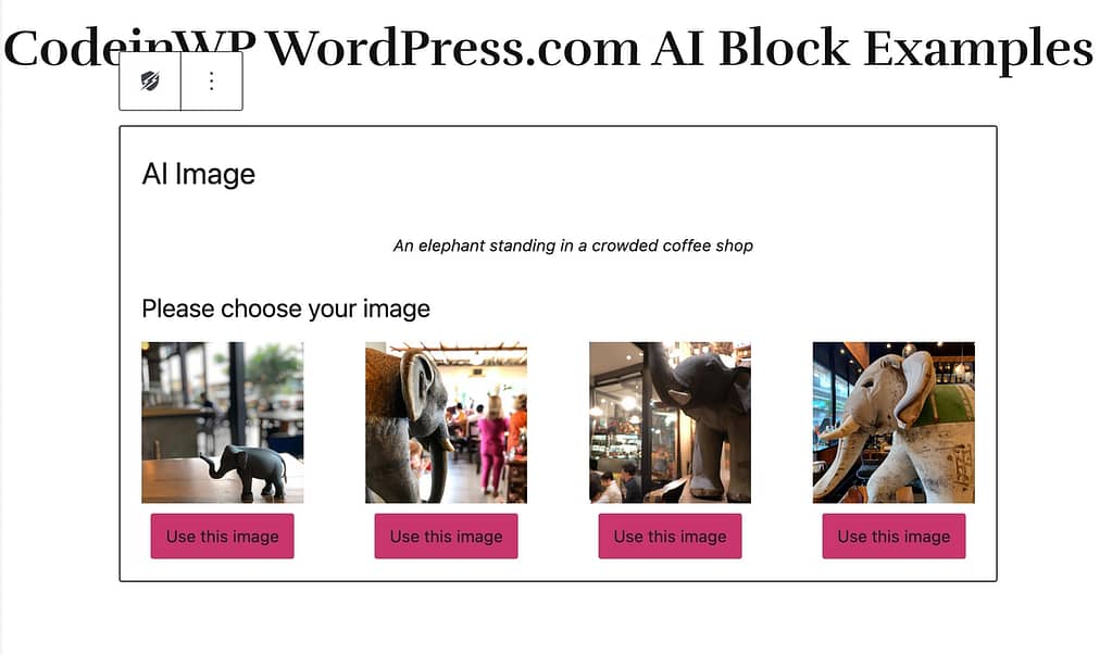 Blok gambar AI WordPress.com