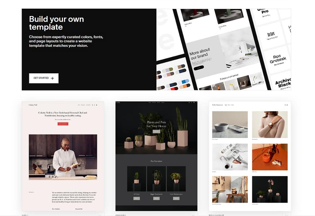 Squarespace vs Weebly: Squarespace build your own template page