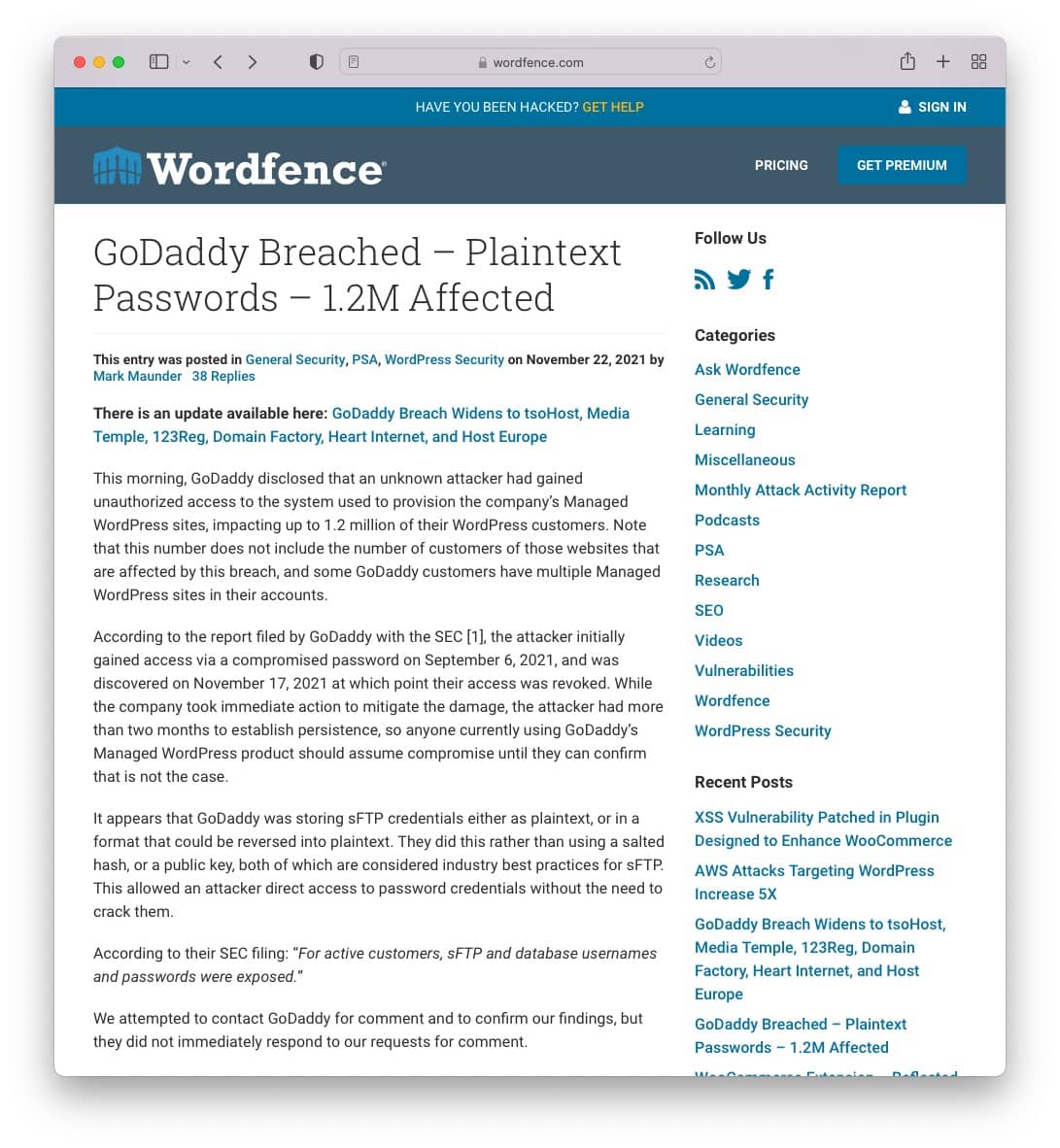 Huge vulnerability in GoDaddy's managed WordPress hosting