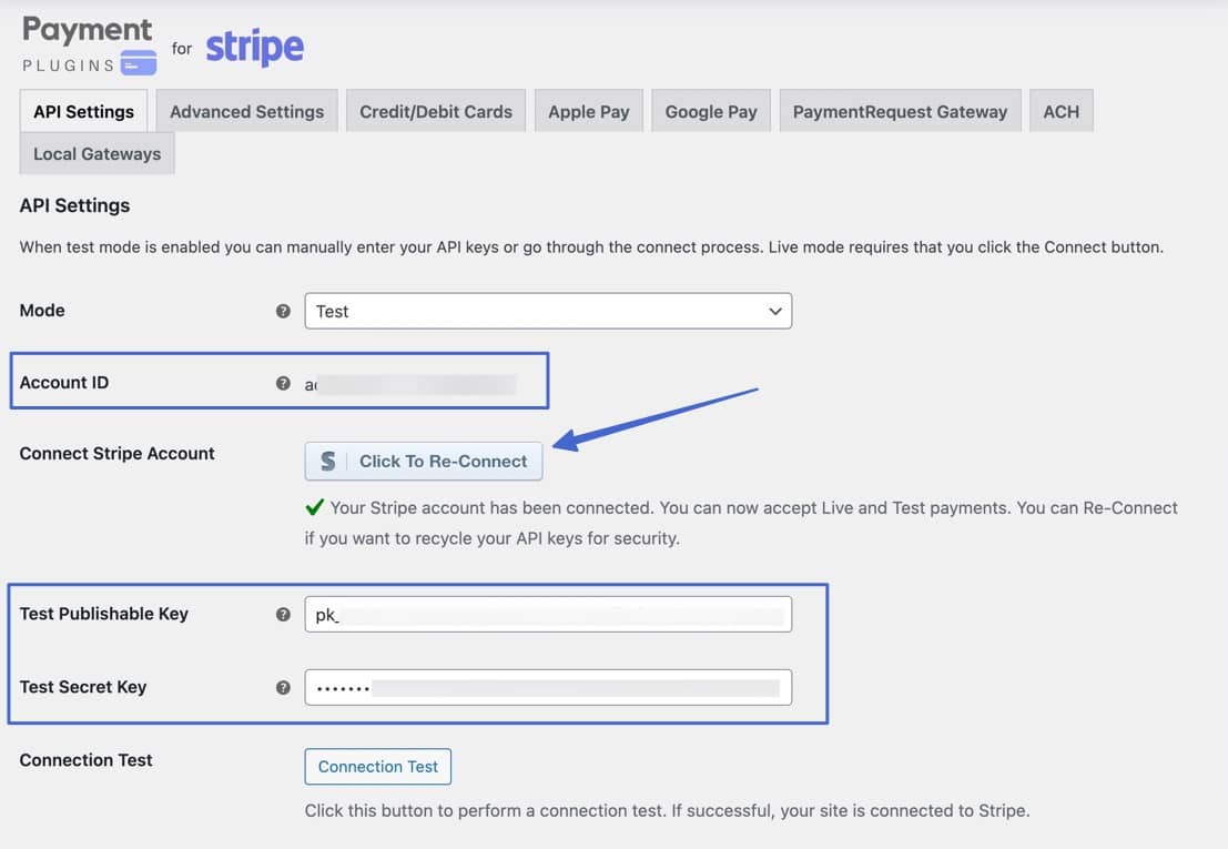 connect to Stripe to accept ACH payments