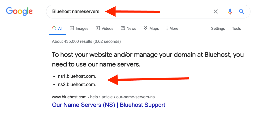 Bluehost nameservers when you want to transfer email address to another provider