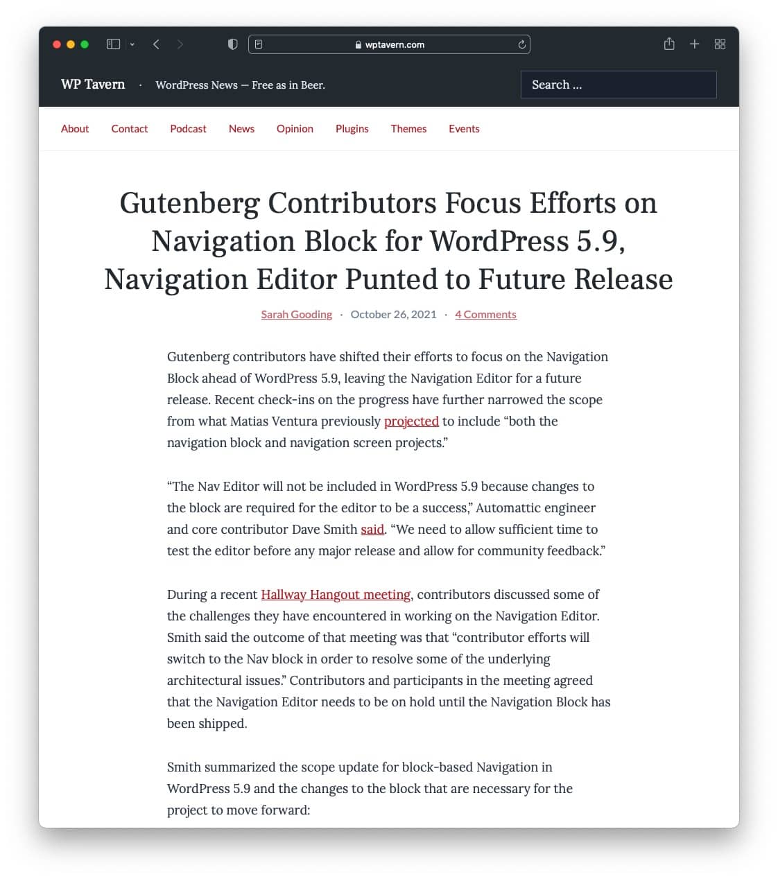 WordPress 5.9 and Gutenberg