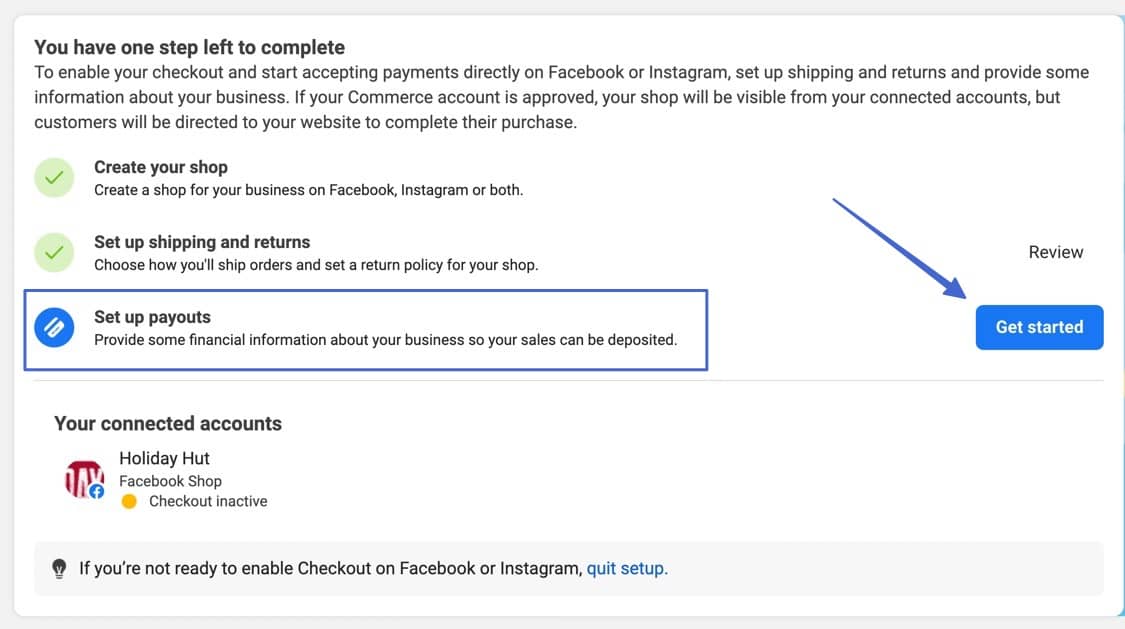set up payouts for how to sell on Facebook