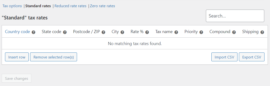 Setting up tax rates in WooCommerce