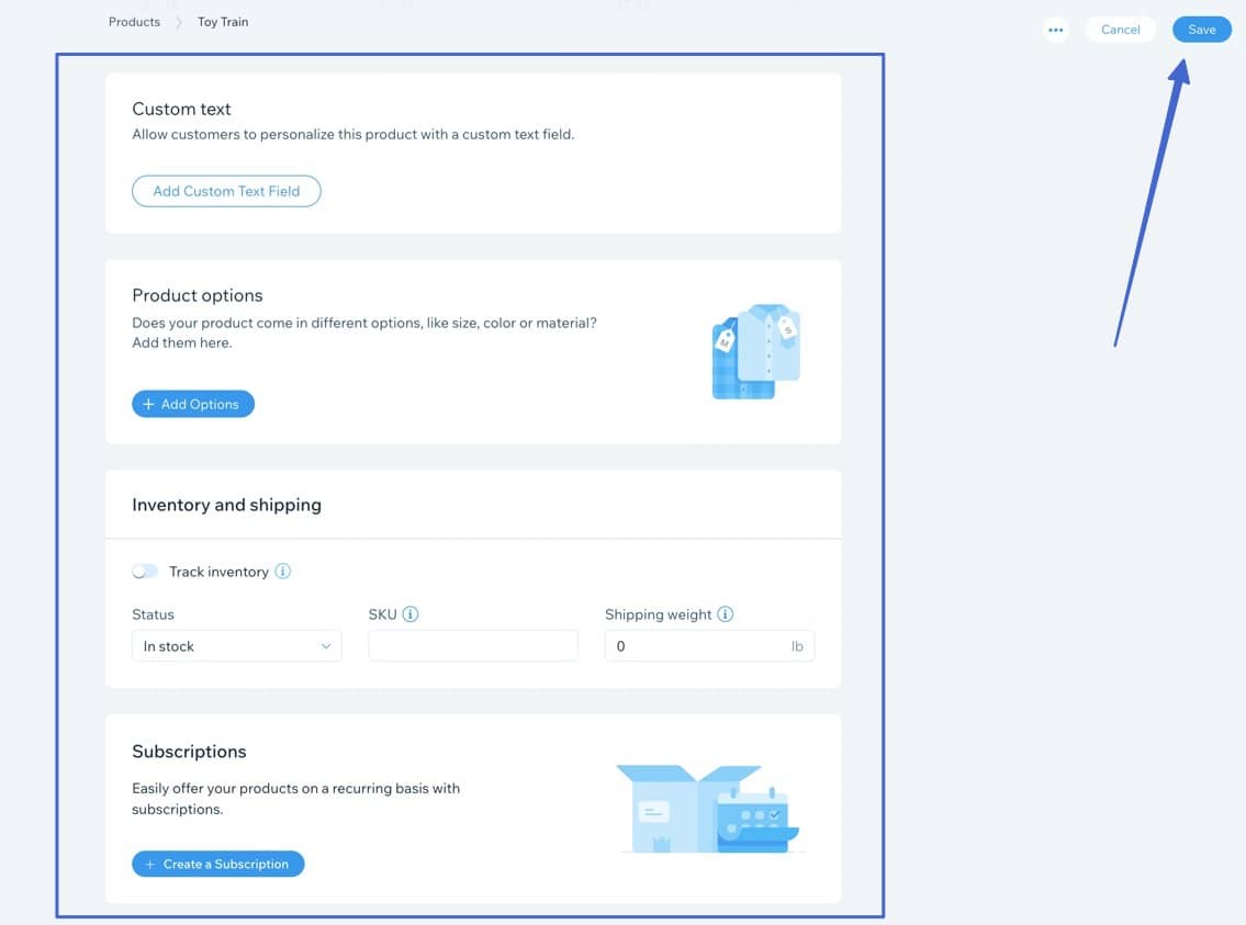 finish the product page 