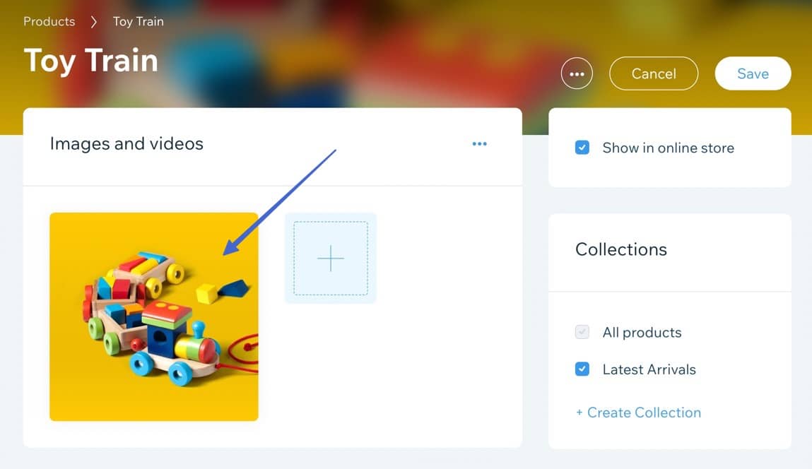 add product photos in Wix store 