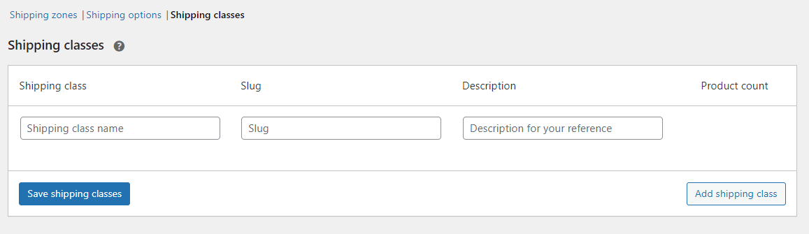 Shipping classes in WooCommerce