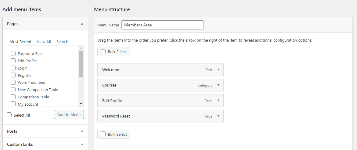 add-pages-menu How to Build a Membership Site on WordPress