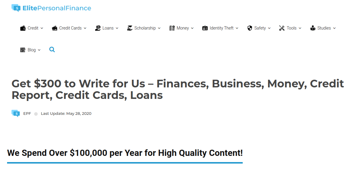 get paid to write for Elite Personal Finance