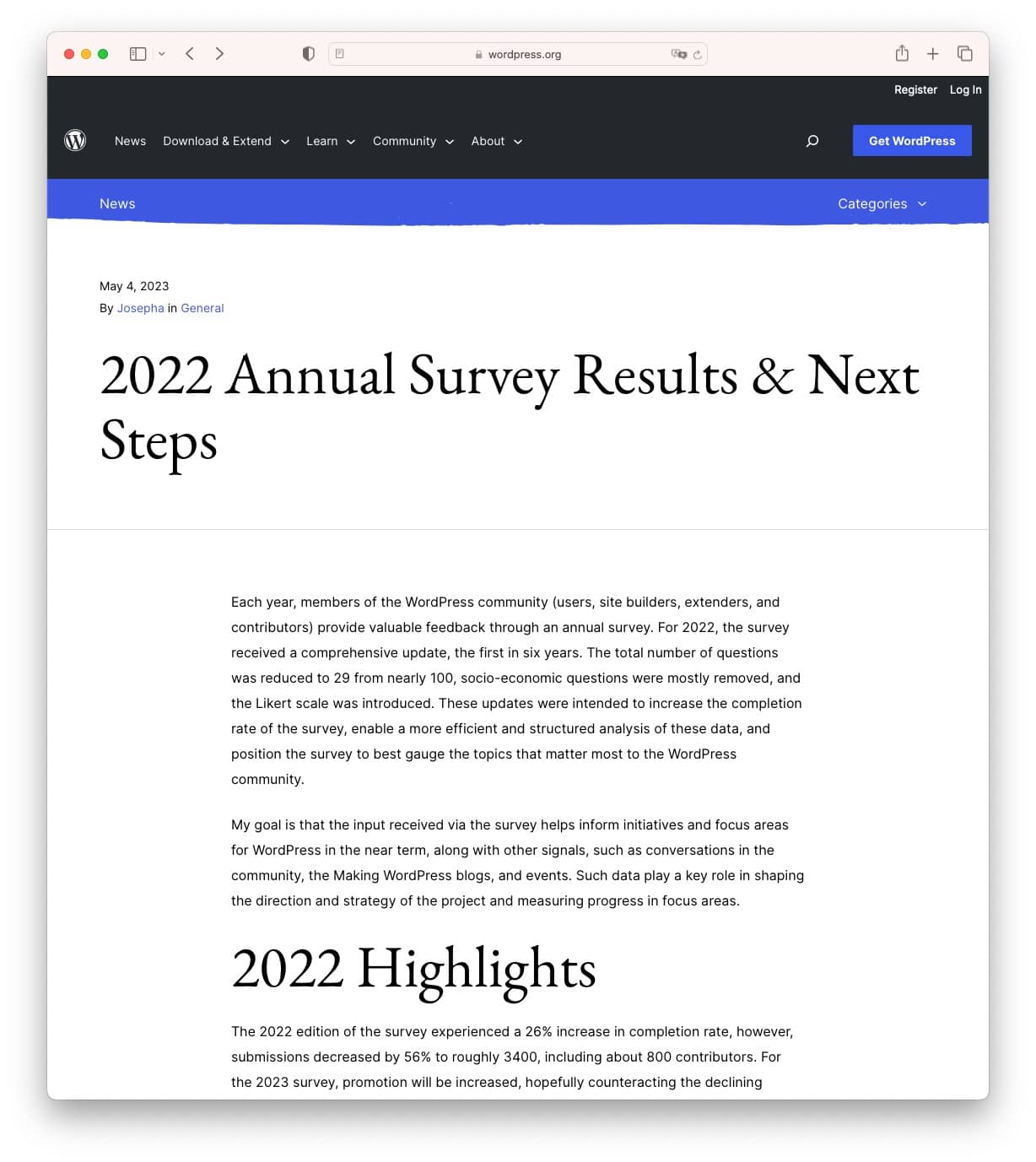 WordPress 2022 Annual Survey
