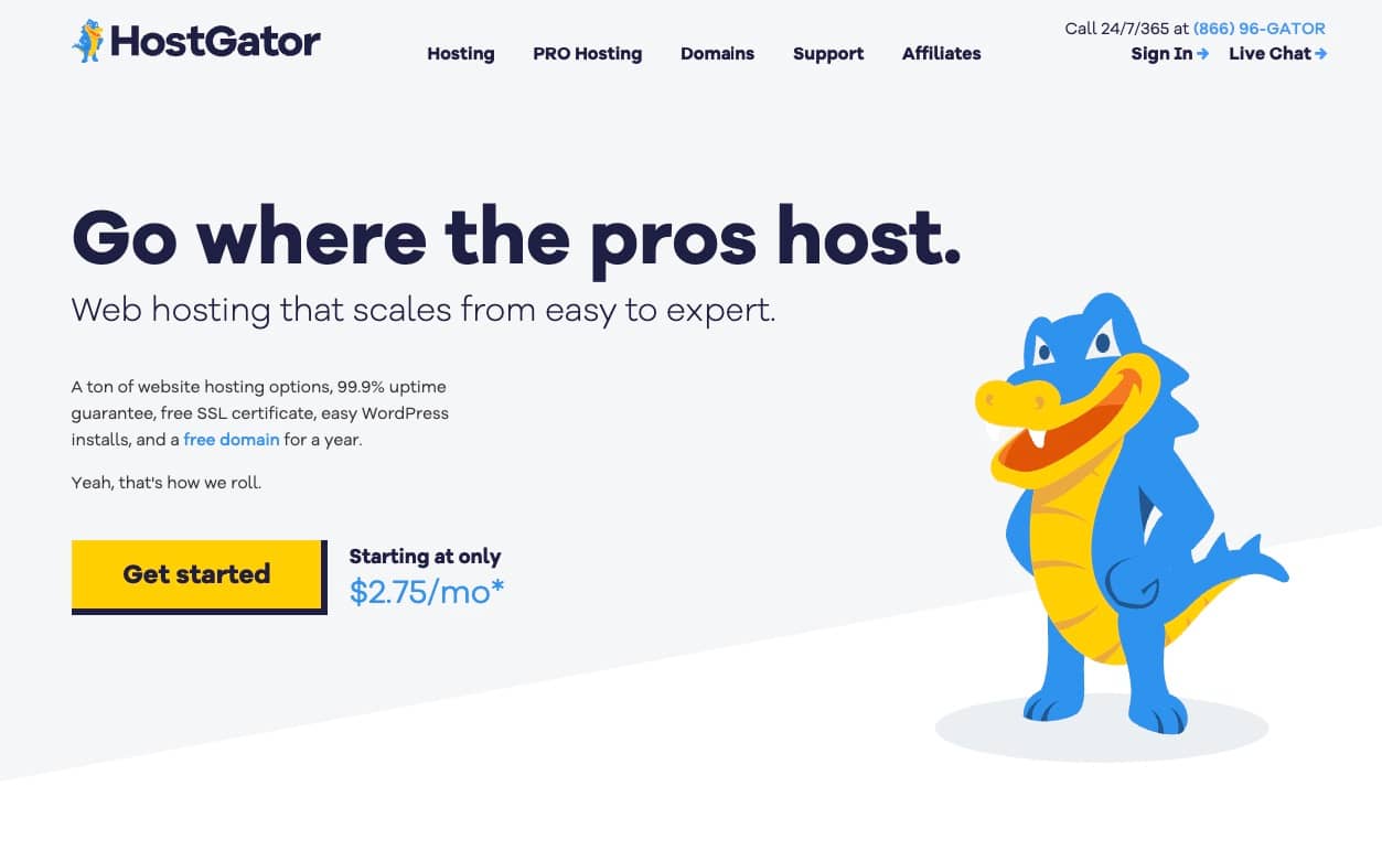 The HostGator website.