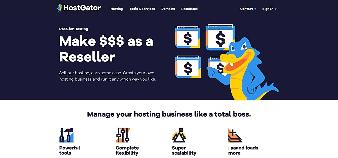 HostGator reseller hosting landing page