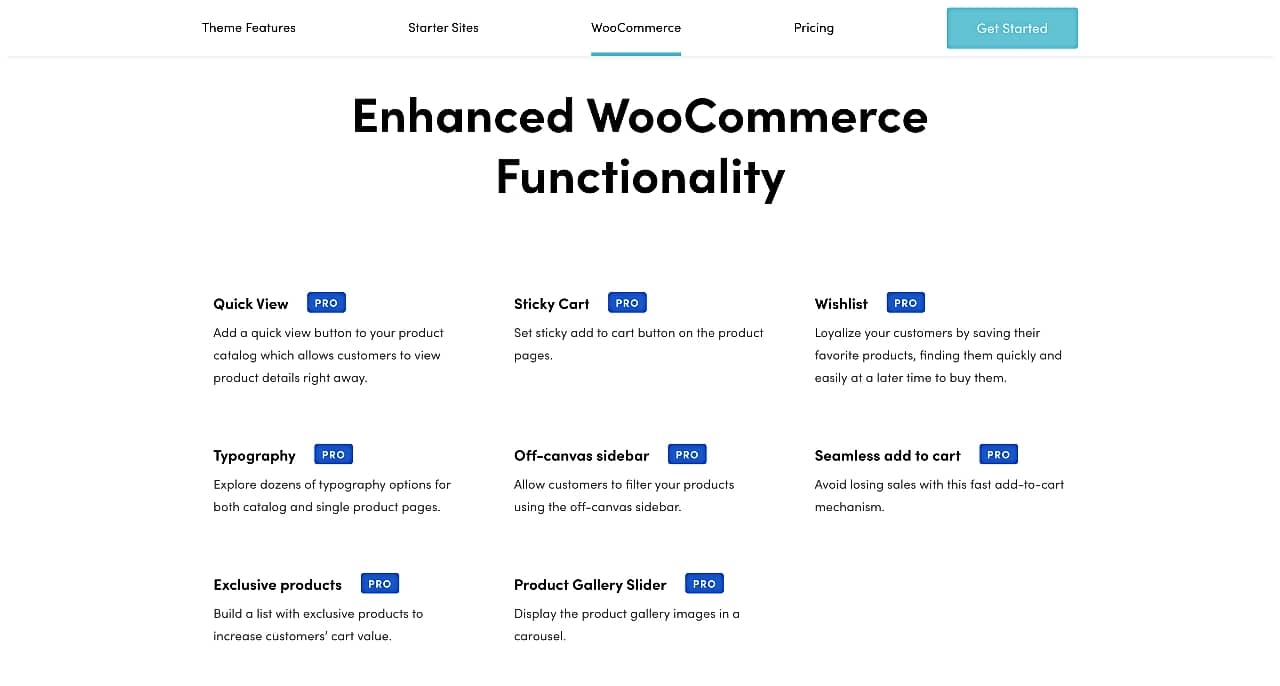Neve PRO theme advanced WooCommerce features.
